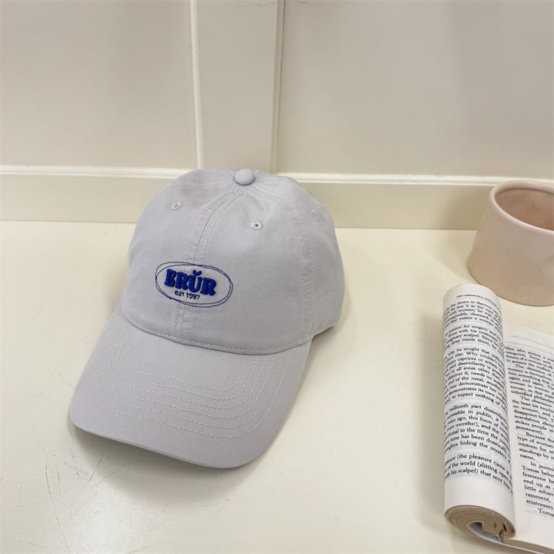 Simple small letter embroidered baseball cap women washed soft top wide brim big face versatile cap men