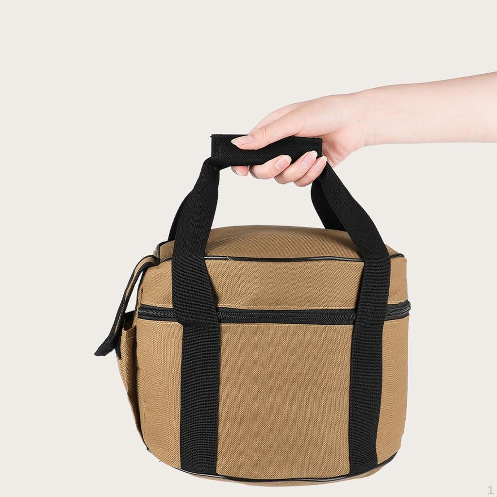 Outdoor Cooking Utensils Storage Bag Camping Cylinder Cookware Organizer with Handle for Party