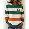 2026 Womens Oversized Knit-Style Crewneck Sweatshirt With 3D Clover Print Thick Warm Streetwear Top