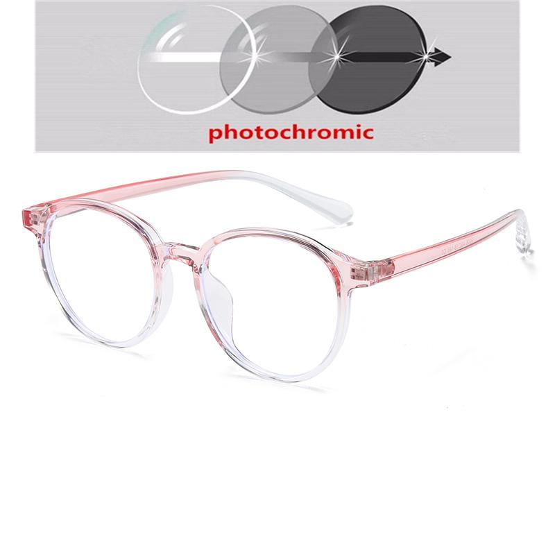 Transparent Blue Frame Blue Light Blocking Round Minus Diopter Glasses Prescription 0 To -6 0
