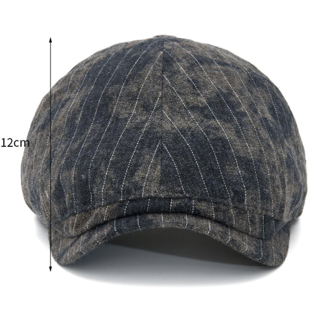 HT5066 Mens Berets Women Artist Painter Striped Beret Hat Male Female Ivy Flat Cap Spring Summer Adjustable Octagonal Beret Caps