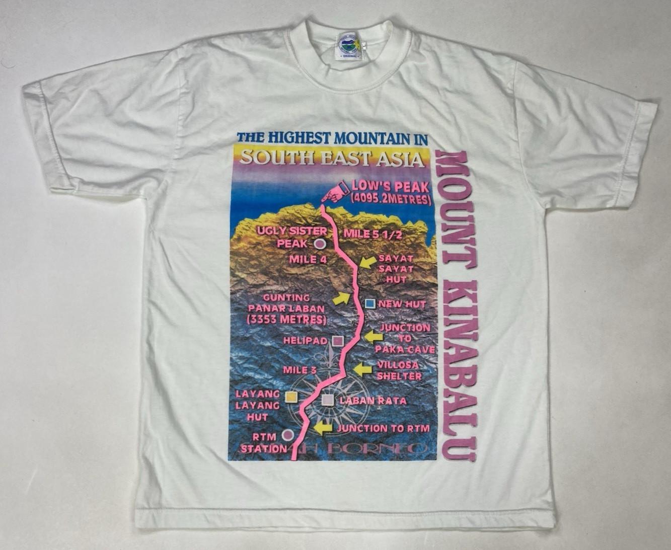 VINTAGE Mount Kinabalu Highest Mountain South East Asia T-shirt Men Medium L