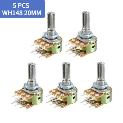 5PCS 20MM 6Pin Taper Potenciômetro Rotativo Resistores de Filme de Carbono WH148 1K/2K/5K/10K/20K/50K/100K/250K/500K/1M Ohm Potenciômetros