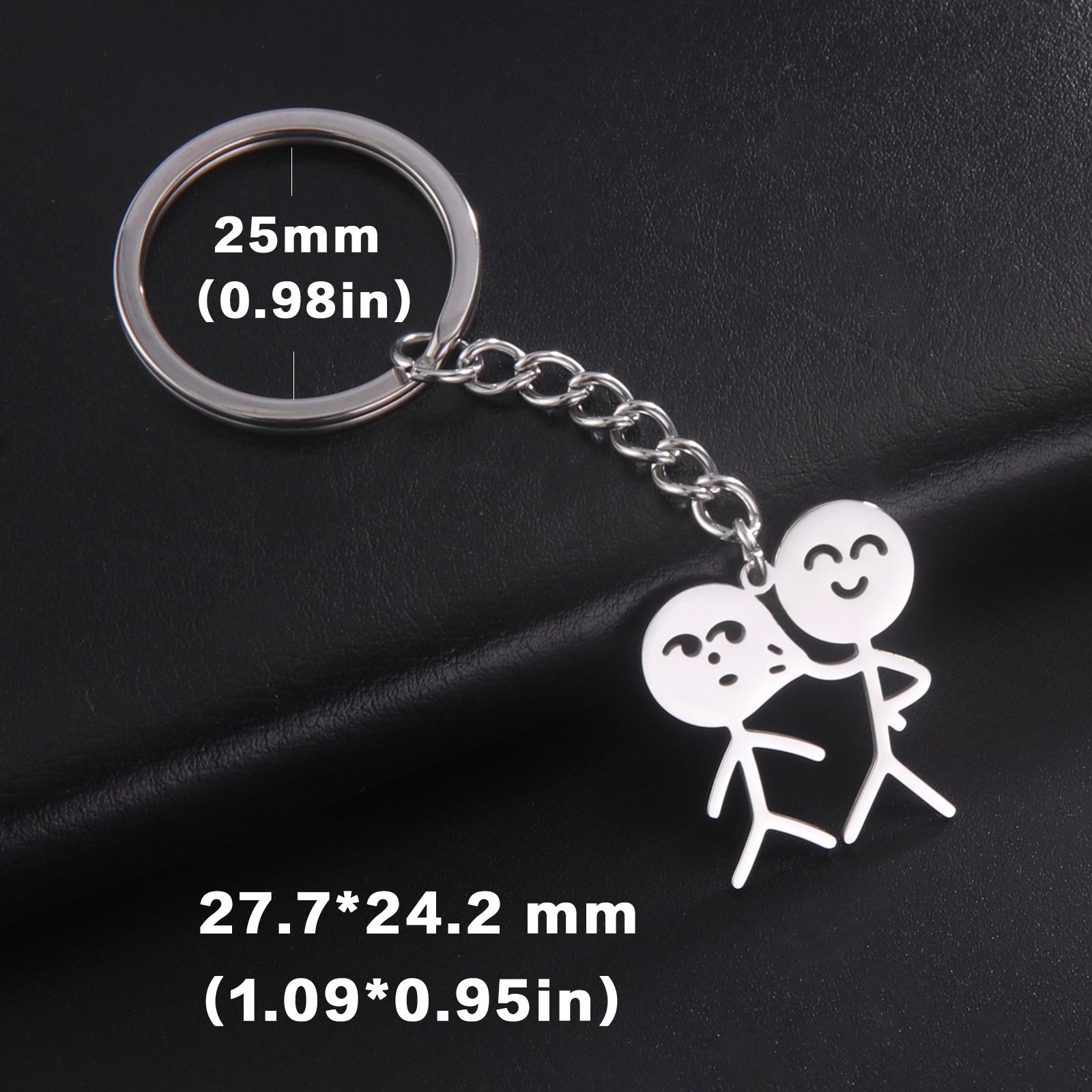 

Teamer Funny Middle Finger Stickman Keychain 2026 Cute Trend School Bag Car Key Pendant Couple New Trinket Gift Keyring Steel color