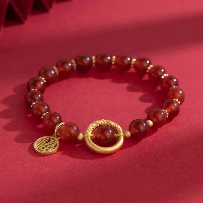 

Natural Red Agate Love Bean Bracelet for Women, New Red Rope Woven Beaded Jewelry, Valentine s Day Gift Red Agate Love Bean Brace
