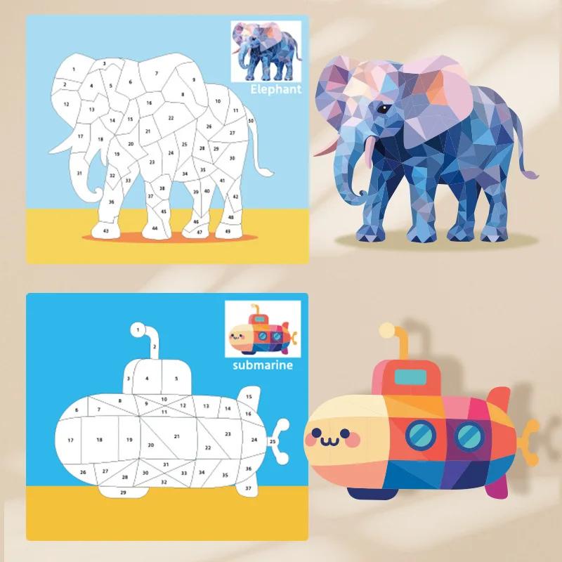 Non-Toxic 3D Animal Jigsaw Puzzle Stickers Diy Handmade Creative Collage Art Set With Self-Adhesive Paper Back To School Gifts Educational