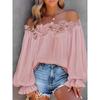 Elegant Fashion Casual Off-the-shoulder Women Blouse Long Sleeved Loose Simple Ruffled Shirt Office Ladies Tops Solid Color Tops