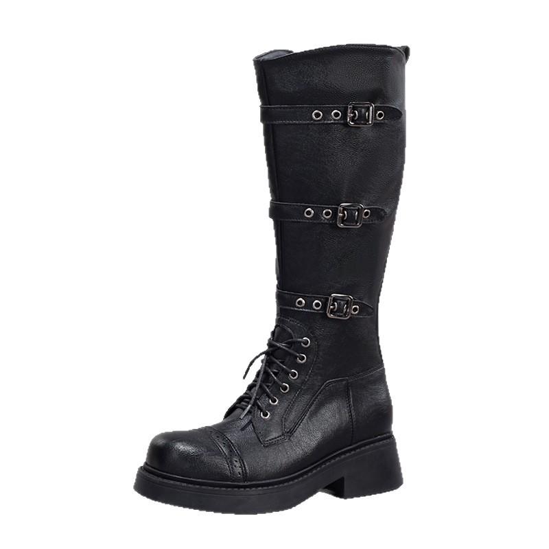 2025 Super Fire Stiefel Dicker Absatz Dicke Sohle Mode Lange Stiefel Runde Spitze Dicker Absatz Schmal Vielseitig Kniestiefel Exklusiv