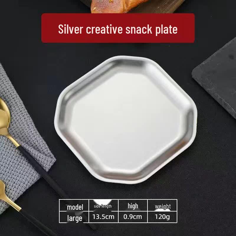 ZISIZ Korean Style Octagonal Stainless Steel Dish Set