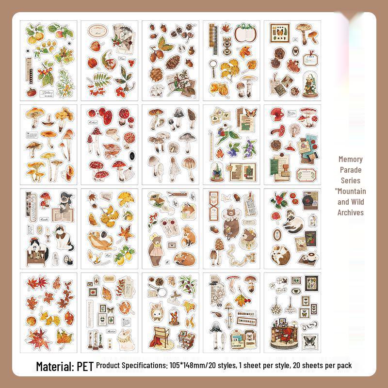 Infeel.Me Retro Plants & Flowers Die-cut PET Sticker Book for Journals