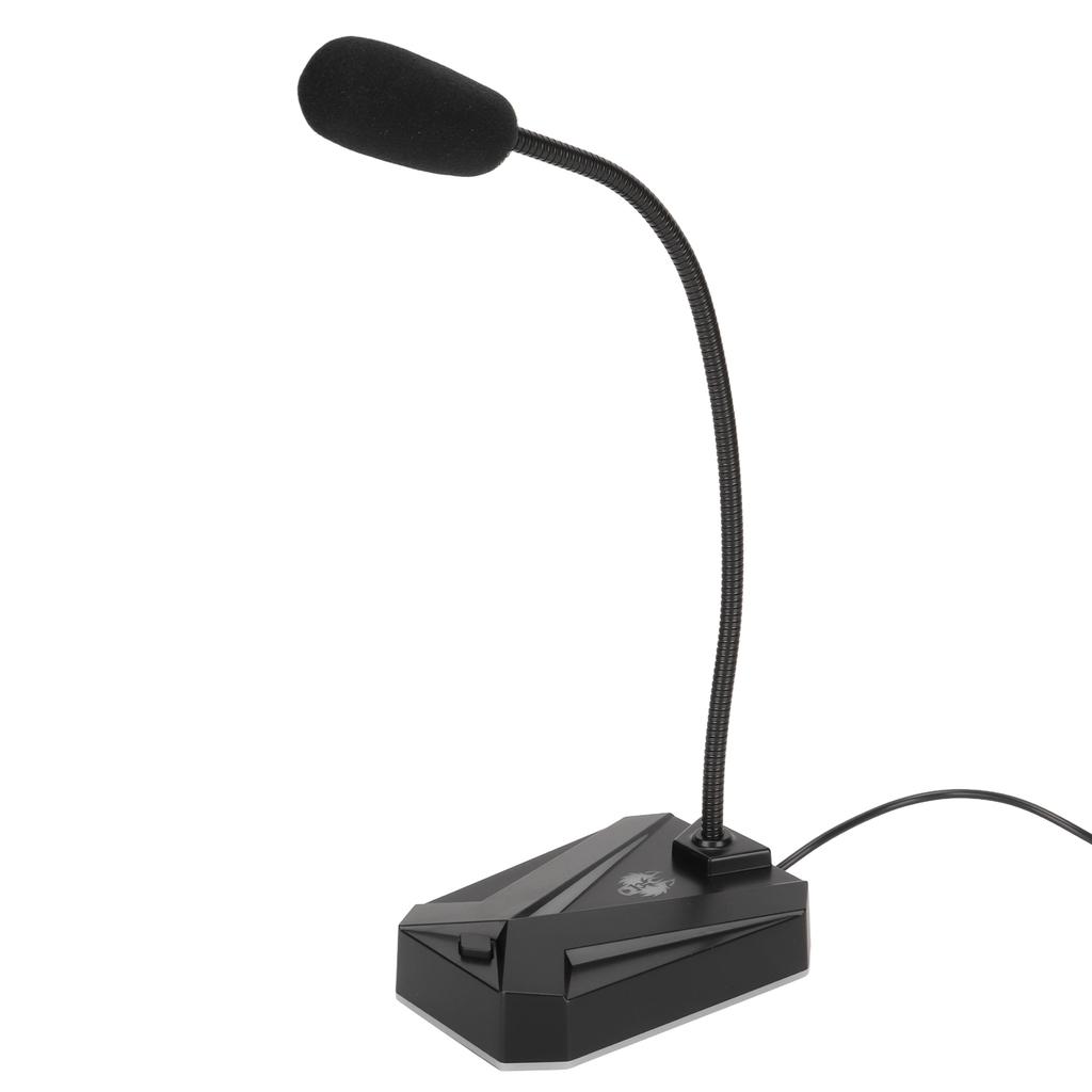Computer Microphone USB RGB Light Adjustable Gooseneck Noise Reduction 360 Degrees USB Microphone for Gaming Meeting Leo