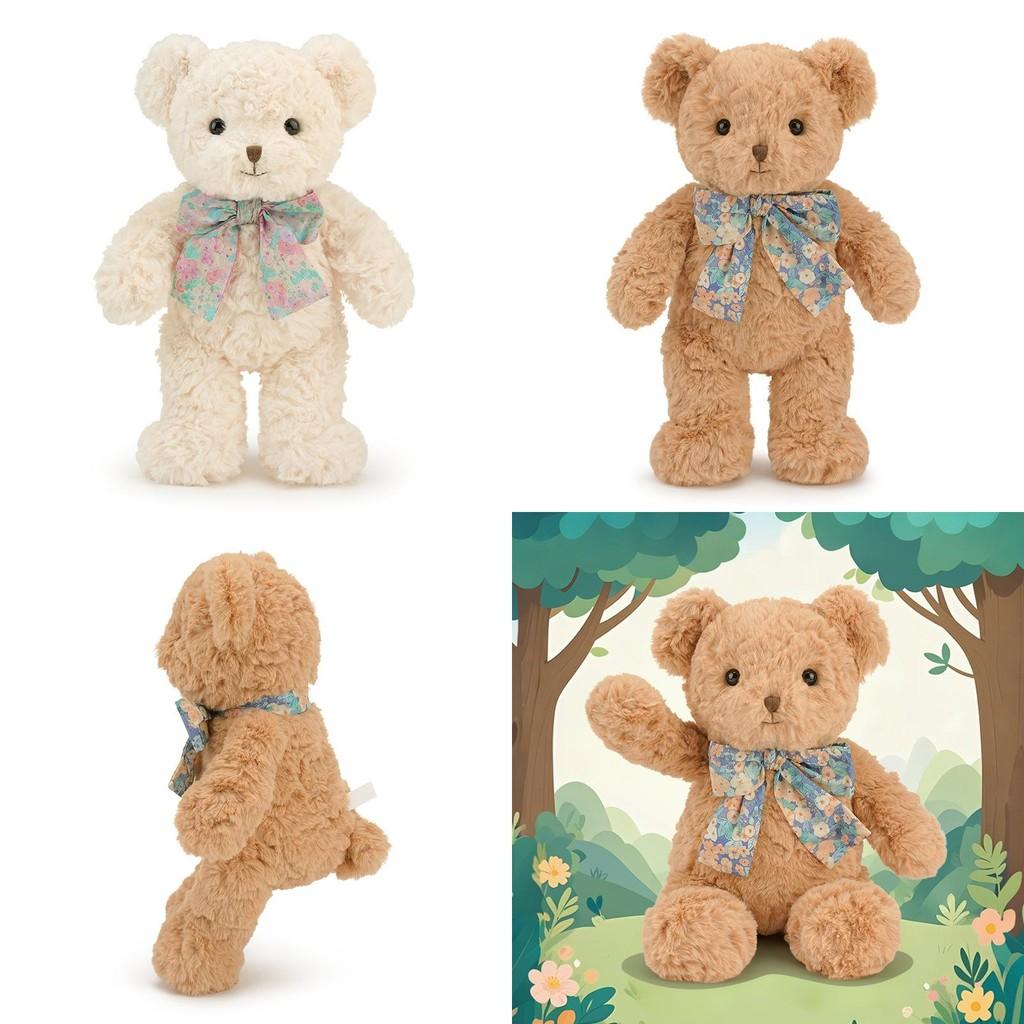 Flower Bow Broken Baby Cuddly Bear Plush Toy Short Pile Material Kids Gift Doll