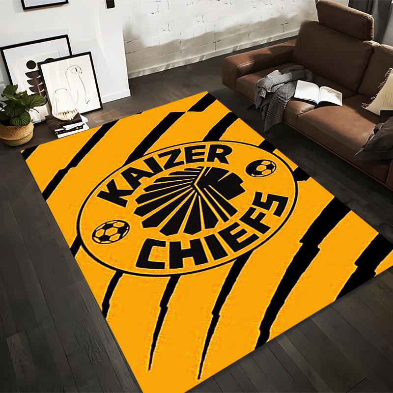 Kaizer Chiefs Logo with Bold Stripes Rug Non-slip Rug Suitable for Living Room and Bedroom Sofas