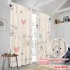 2pcs,2D Plane Printing Curtain Popular Smiling Bears and Hearts Versatile 100% Polyester (without Rod) Decorations Inside