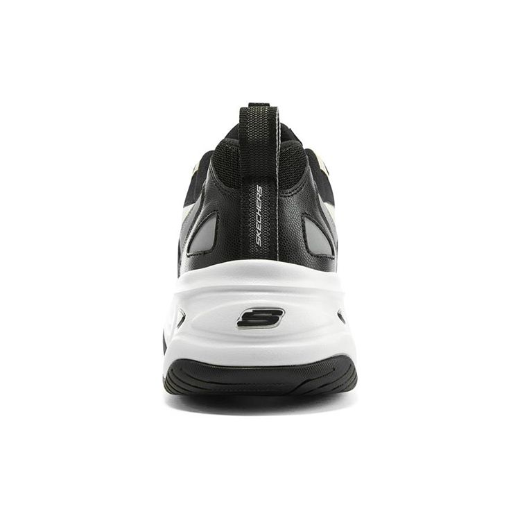 Skechers DLites 4.0 Fabric Leather Round Toe Lace-Up Sports Low-Top Casual Shoes Men Sneakers Black White 237409-BKW