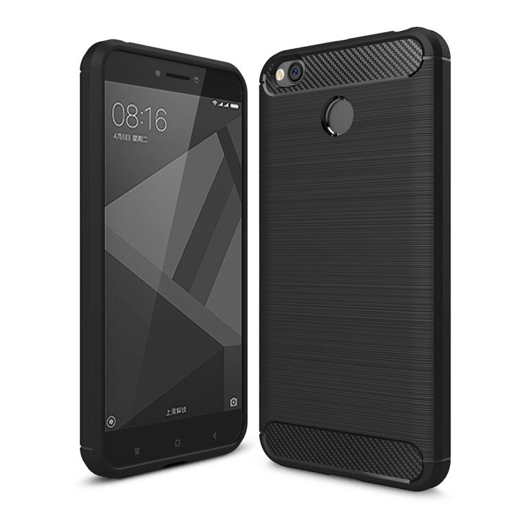 

Для Xiaomi Redmi 4X Чехол из ТПУ с текстурой матового углеволокна, противоударный, защитный чёрный