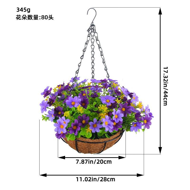 Artificial Flower Hanging Basket With Bow Decor Woven Fabric Floral Wall Home Interior Modern Dcor