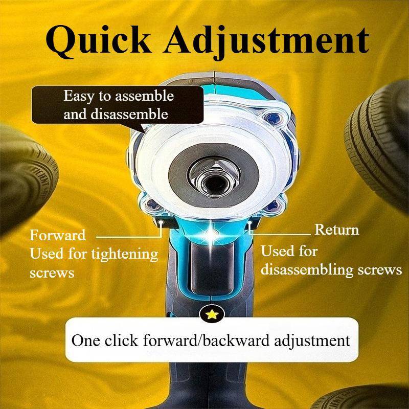 600NM 21V Cordless Electric Impact Wrench, Multifunctional Tool with 2 Rechargeable Batteries,socket Wrench and Screwdriver Bit