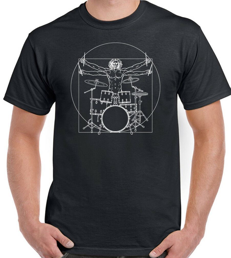 Drumming T-Shirt Drummer Drums Drum Da Vinci Vitruvian Man Mens Funny XXL