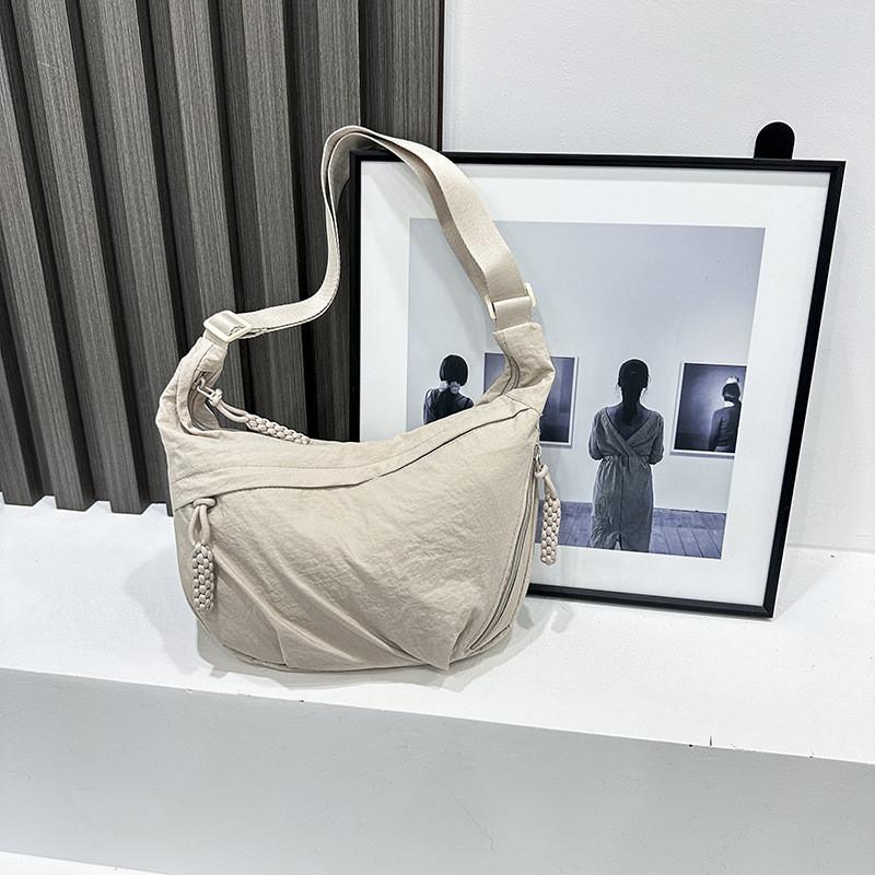 

Crossbody Nylon Tote Bag With Stitching Design For Casual Outfits бежевый