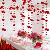 4pcs Valentines Day Party Garlands Decoration Red Heart Garland Metallic Glitter Hanging Heart Streamer Banner