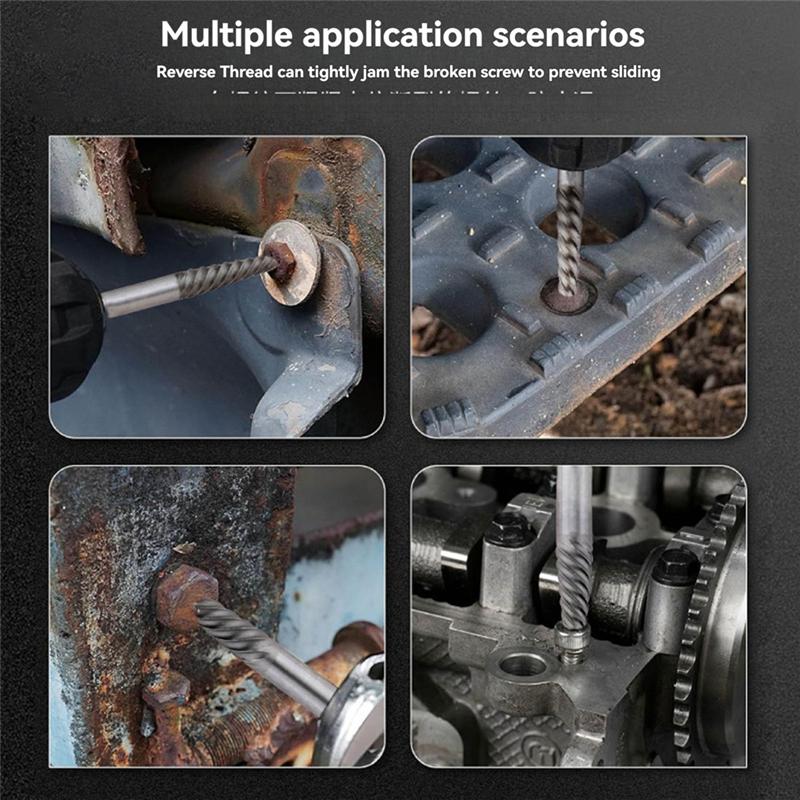 A96I-10Pcs Broken Wire Nut Extractorbolt Guillotine Screw Drill Bit Removal Slip Wire Thick Teeth Extractor Remover Tool Set