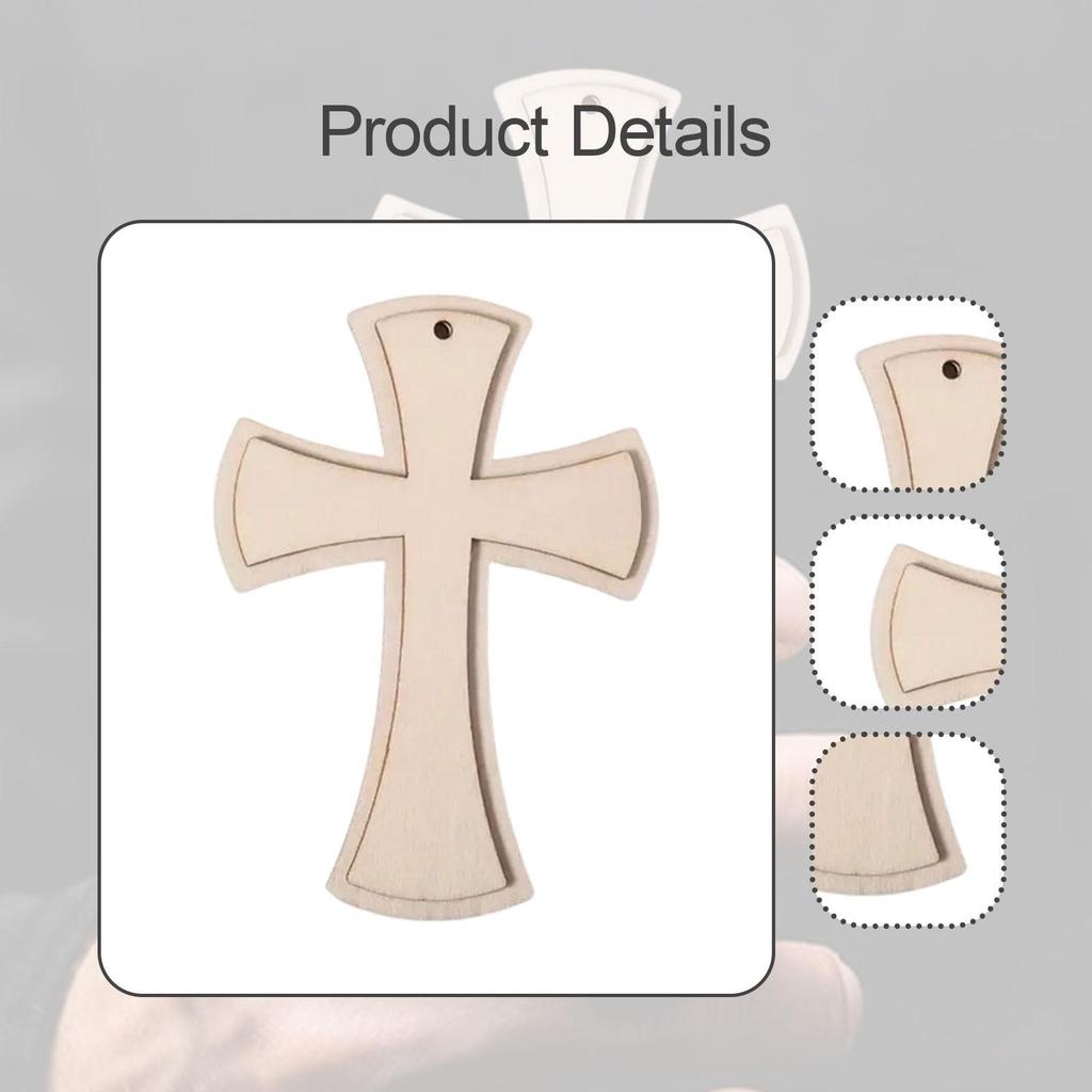 12Pcs Wooden Crosses for Crafts with Hole Jesus Ornament Wood Tags Hanging Cross Ornament Unfinished Cross for Decoupage