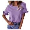 Women's Ladies Frill Ruffle Short Sleeve Fashion Summer Tee T-Shirt Loose Top