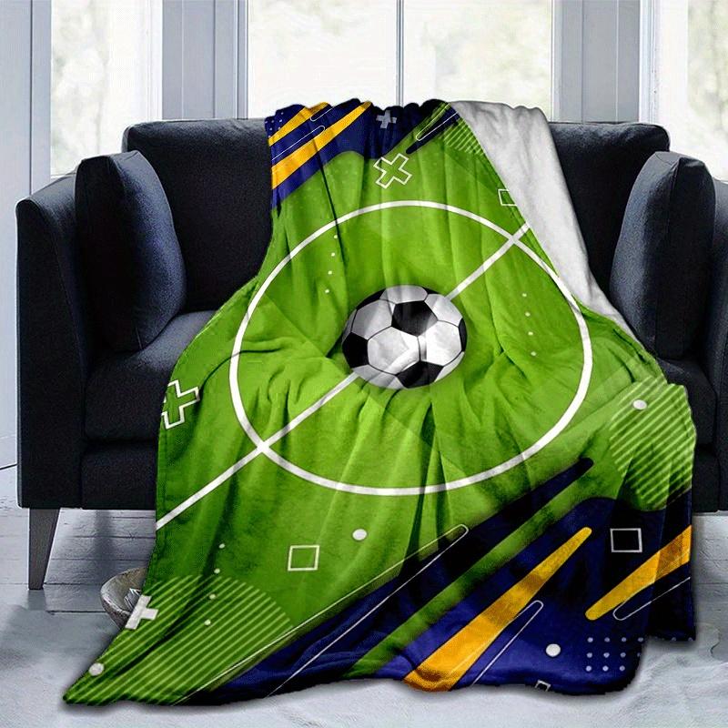 1pc Football Printing Lightweight Flannel Blanket, Comfortable and Warm Blanket, for Camping Sofa Bed and Couch Office, Gift