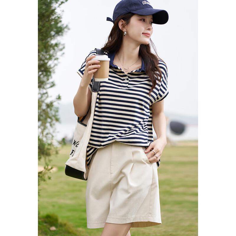 Demana Women's Striped Polo T-Shirt