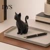 Modern Gothic Office Desk Storage 3D Printed Black Cat Figurines, Multi-purpose Incense Holder Mini Flower Home Decor Desktop Organizer Pot,