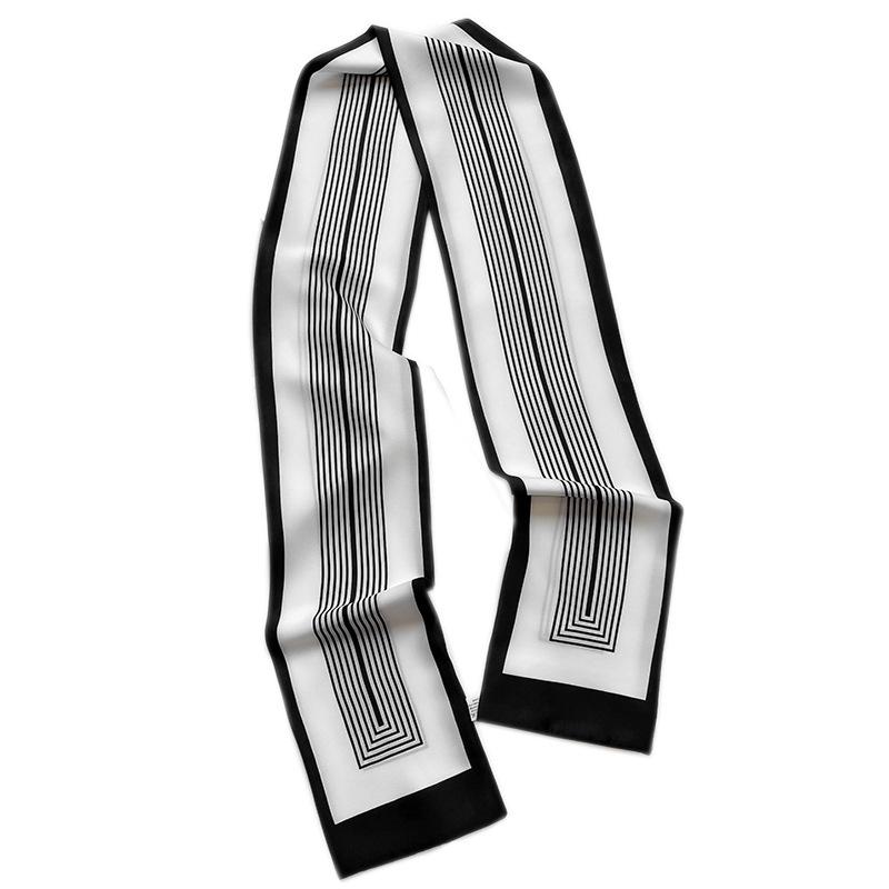 Fular Nou Subțire și Îngust cu Dungi Lungi pentru Femei pentru Începutul Toamnei Stil Coreean Fular Cald de Iarnă cu Dungi cu Bandă de Păr