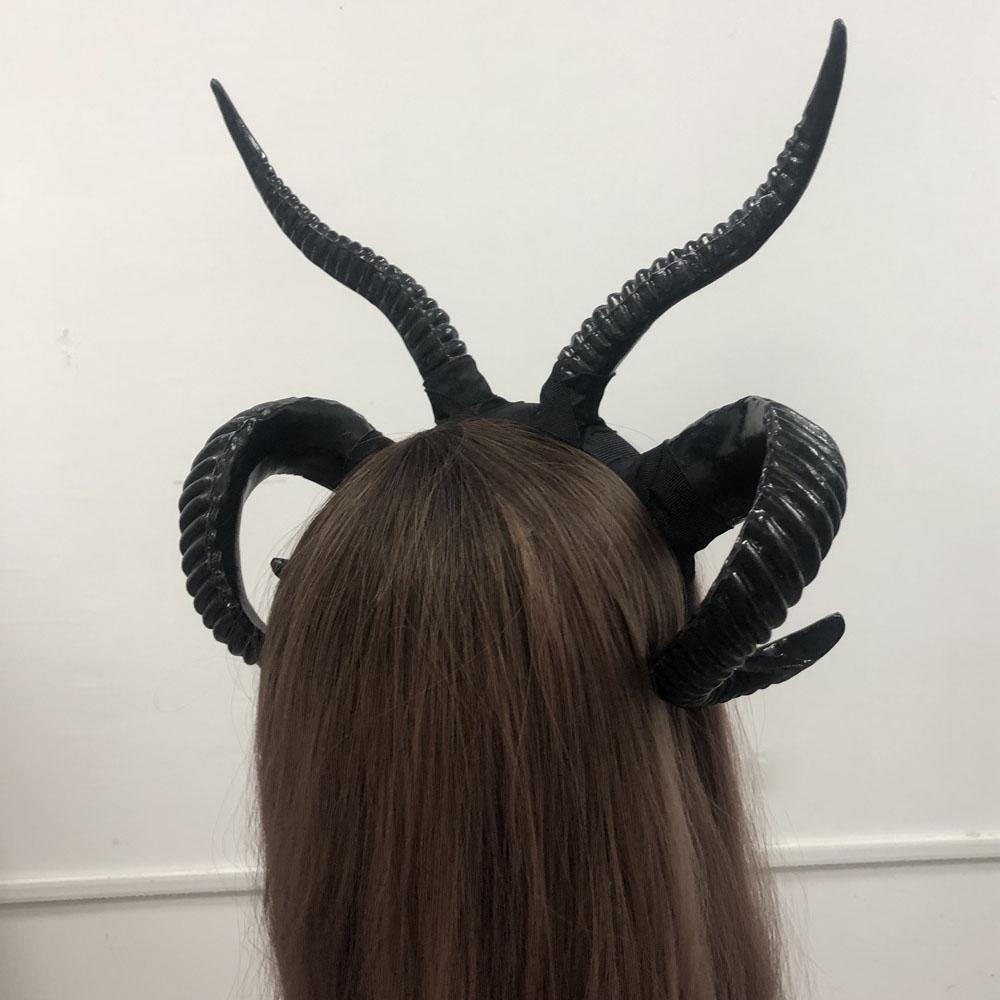 Siyah Şeytan Boynuzları Kadın Başlığı Cosplay Hayvan Kızlar Antilop Başlığı Cadılar Bayramı Saç Bandı Karnaval Giyinme Partisi Kostümü