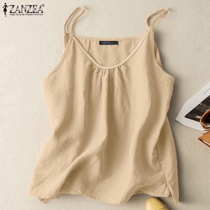 ZANZEA Canottiere da donna estive casual in cotone senza maniche