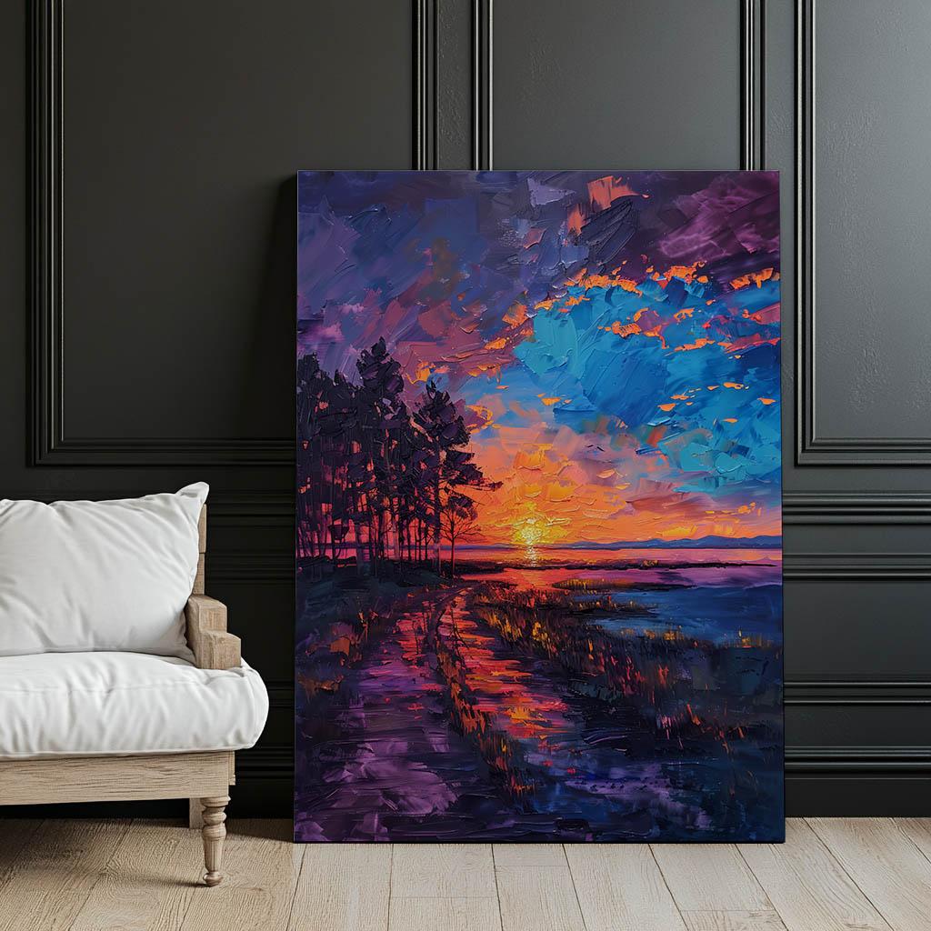Zachodzące Słońce W Błogim Spokoju Zachodzące Słońce W Błogim Spokoju, 50X70 Cm, Bez Ramy, Papier Matowy 230 Gsm