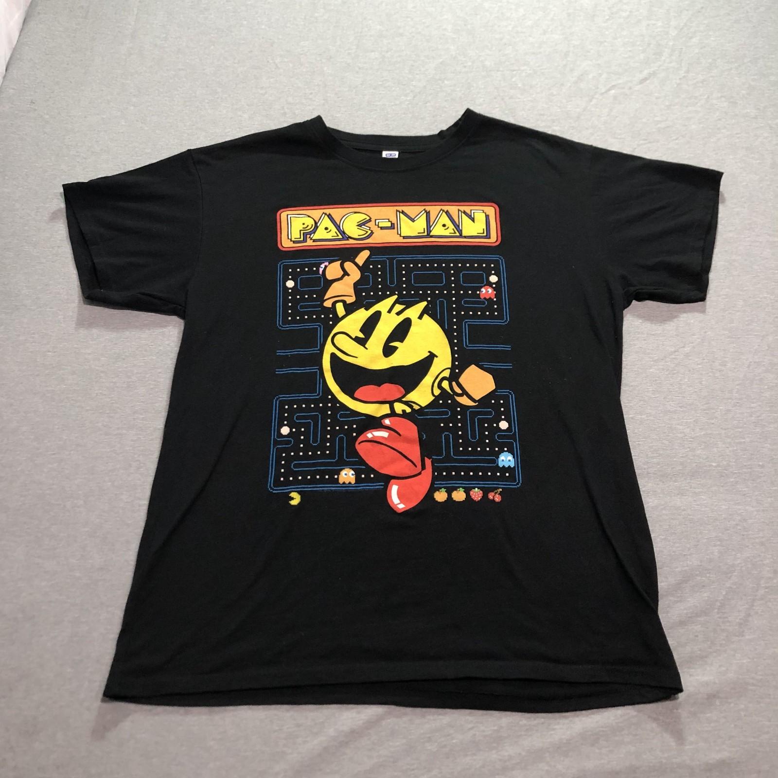 Pac-Man T Shirt Men s Large Graphic Print Cartoon Lounge Black Tee L