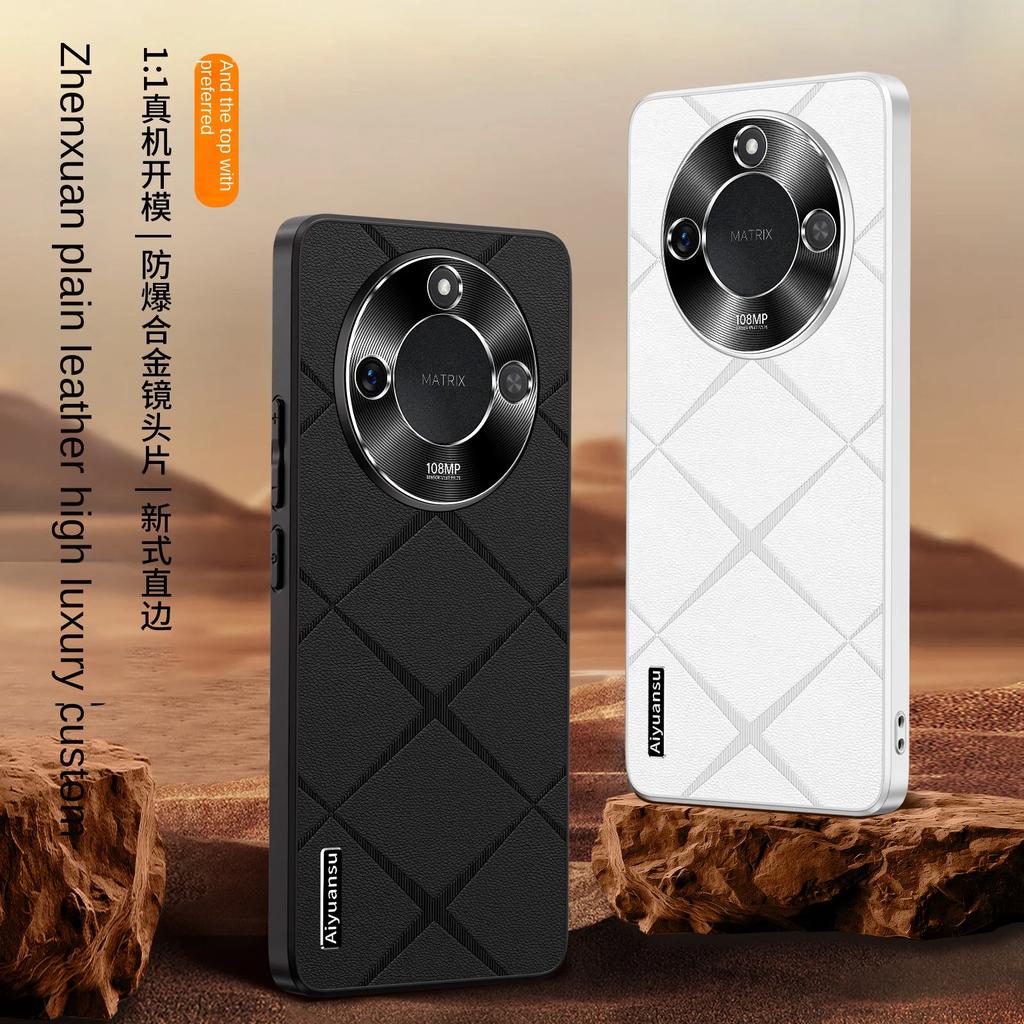 For Honor X60 X60 Pro X60 GT high-luxury vegan leather metal lens protection anti-drop and anti-fingerprint phone case