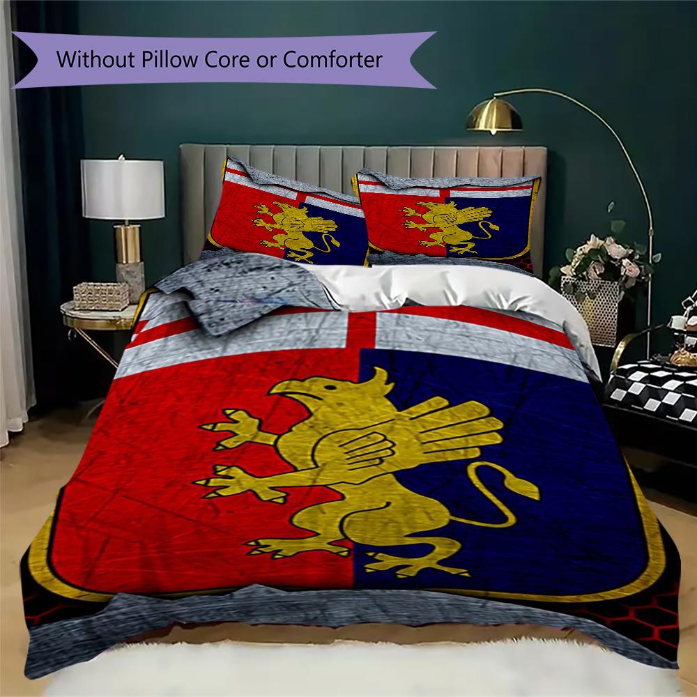 Genoa CFC Pattern Bedding,Quilt Set Quilt Cover Pillowcase Home Birthday Gift(1 * Duvet Cover + 2 * Pillowcase, Without Core)_lx