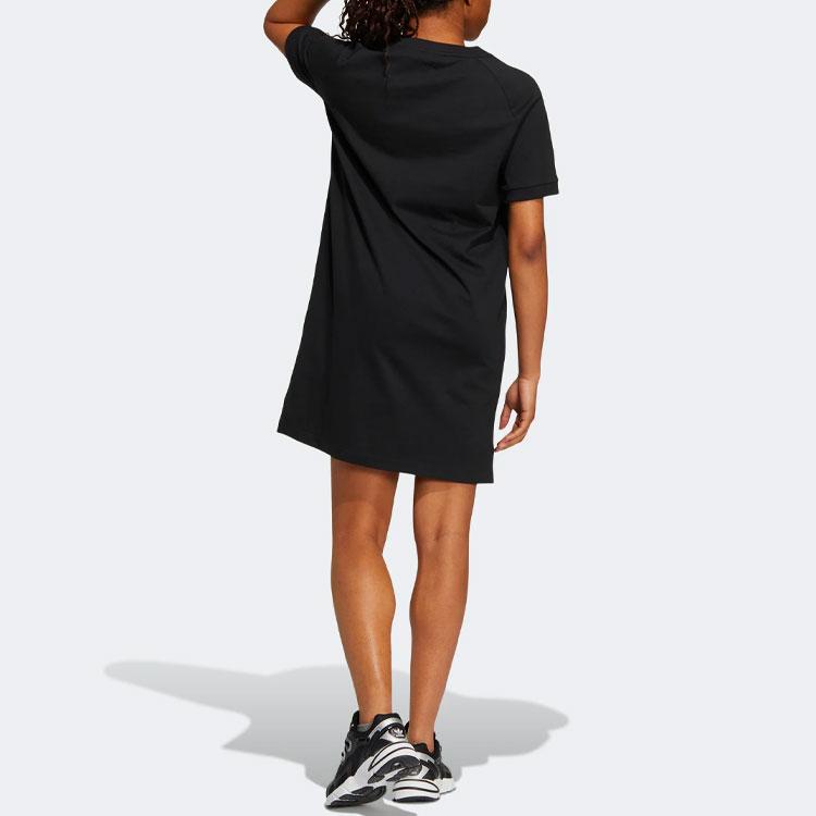 Adidas Originals Einfarbiges Logo Sport Colorblock Kurzarmkleid Damenkleider Schwarz H49564