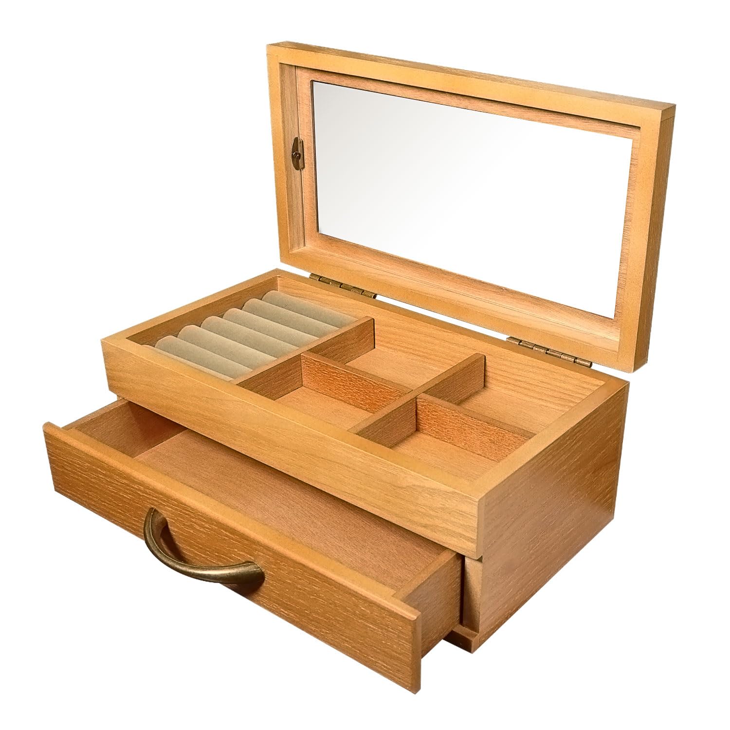 

[Sears] Sears Wooden Jewelry Box, Accessory Box, Large Capacity Storage for Necklaces, Rings, Earrings, Dark Brown s98-0001-db