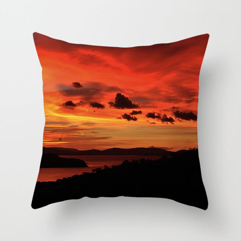 Natural Landscape Sunset Scenery Pillow Cover Sofa Decoration Car Office Seat Cushion Cover Room Pillow Cover Home Decoration