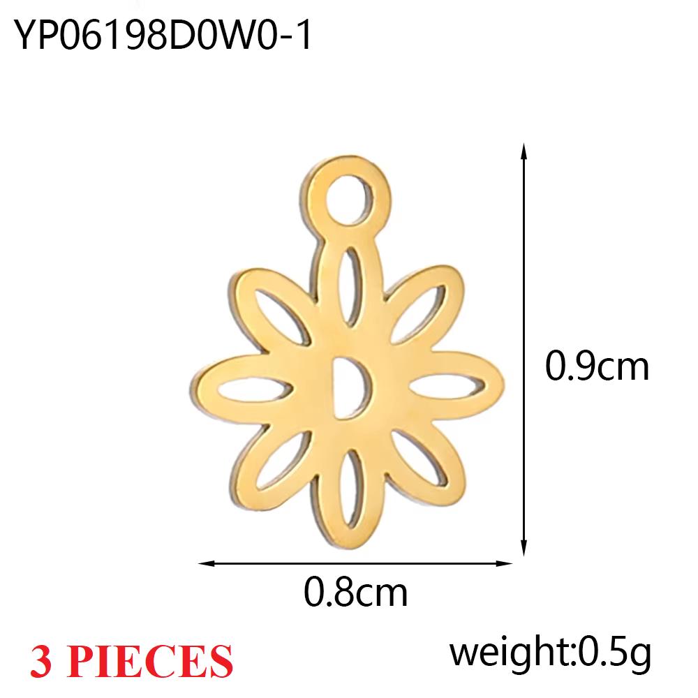 3PCS/LOT CARLIDANA Gold Plated Daisy Flower Pendants, Waterproof Stainless Steel Charms for DIY Necklace Jewelry