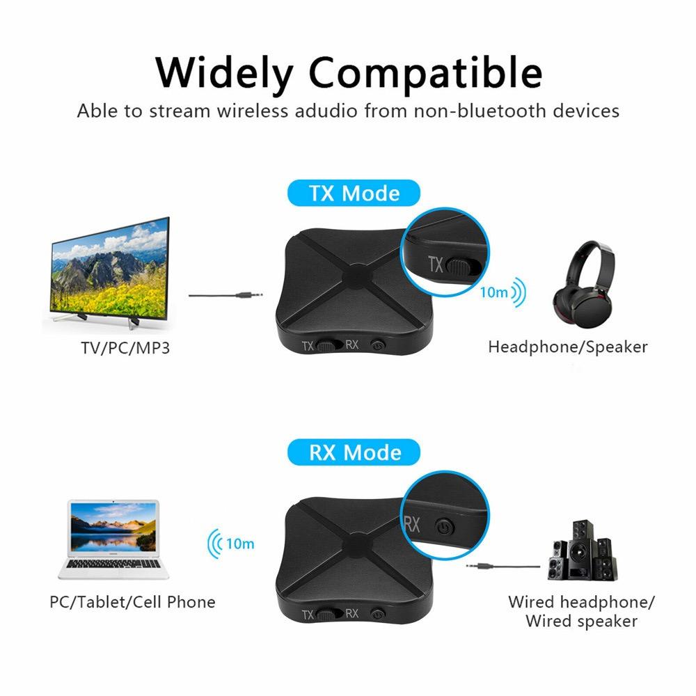 Bluetooth 4.2 Receiver Transmitter 2 IN 1 Wireless Audio Adapter With 3.5MM AUX Jack RCA Stereo For Home TV MP3 PC Speaker