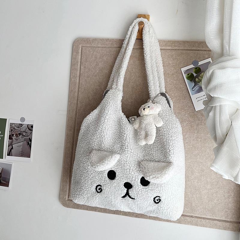 

New autumn new personalized niche design simple trend large capacity casual shoulder tote bag Without pendant білий