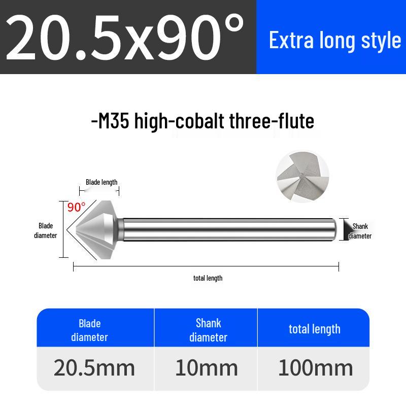 Cobalt Titanium-Plated Chamfering Drill for Stainless Steel - Single/Triple-Edge Countersink & Deburring Tool.