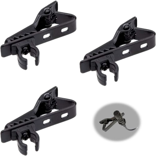 SensaBliss Mini Microphone Clip Holder, 3-Piece Set, C-Shaped Microphone Holder for Lapel, Tie, and Lapel/Lipstick Microphones, Securely Clamps To Kee
