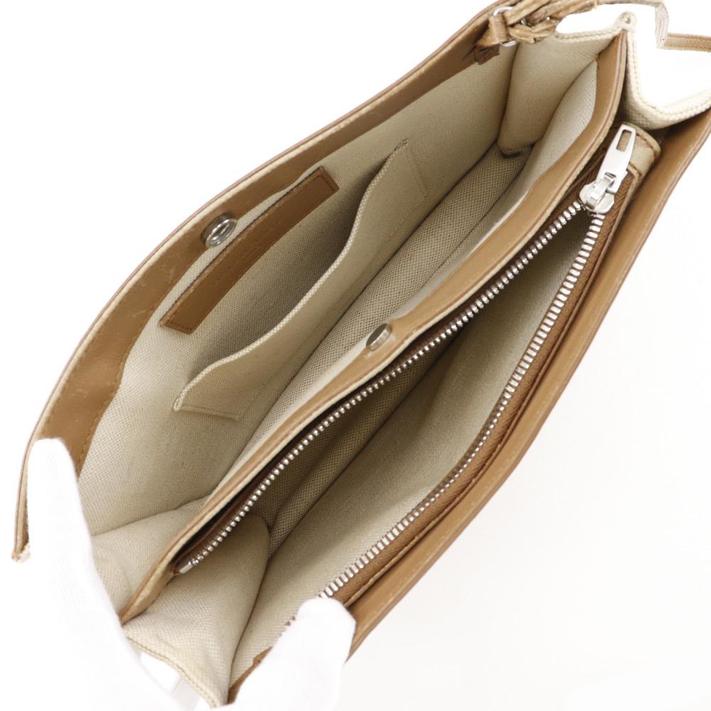 Balenciaga Navy Pochette Shoulder Bag 339937 Brown Canvas/leather Women Used