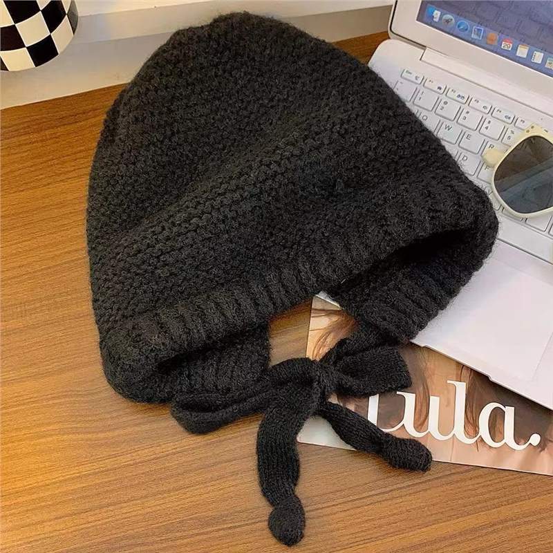 Handgefertigte gestrickte Plüschmütze für großen Kopfumfang mit freiem Gesicht, kleine Mütze, Damen-Wollmütze, thermische Ohrenschützmütze, kann auch eine Schirmmütze sein