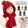 Knitted Kids Winter Hat Windproof Hat Scarf Combo New Windproof Beanie  Daily Use