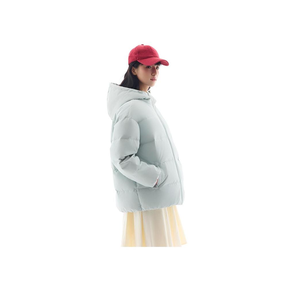 Anta Sports Lifestyle Series Pioneer Series Letter Zipper Hooded Comfortable Breathable Loose Down Jacket Women Outerwear White Gray Green 962448905-7